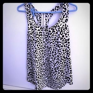 Black and white leopard racer back tank.